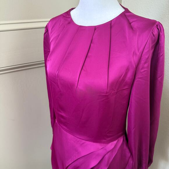 NWT Adelyn Rae Edna Draped Orchid Cocktail Long Sleeve Mini Dress Size Medium - Picture 2 of 7